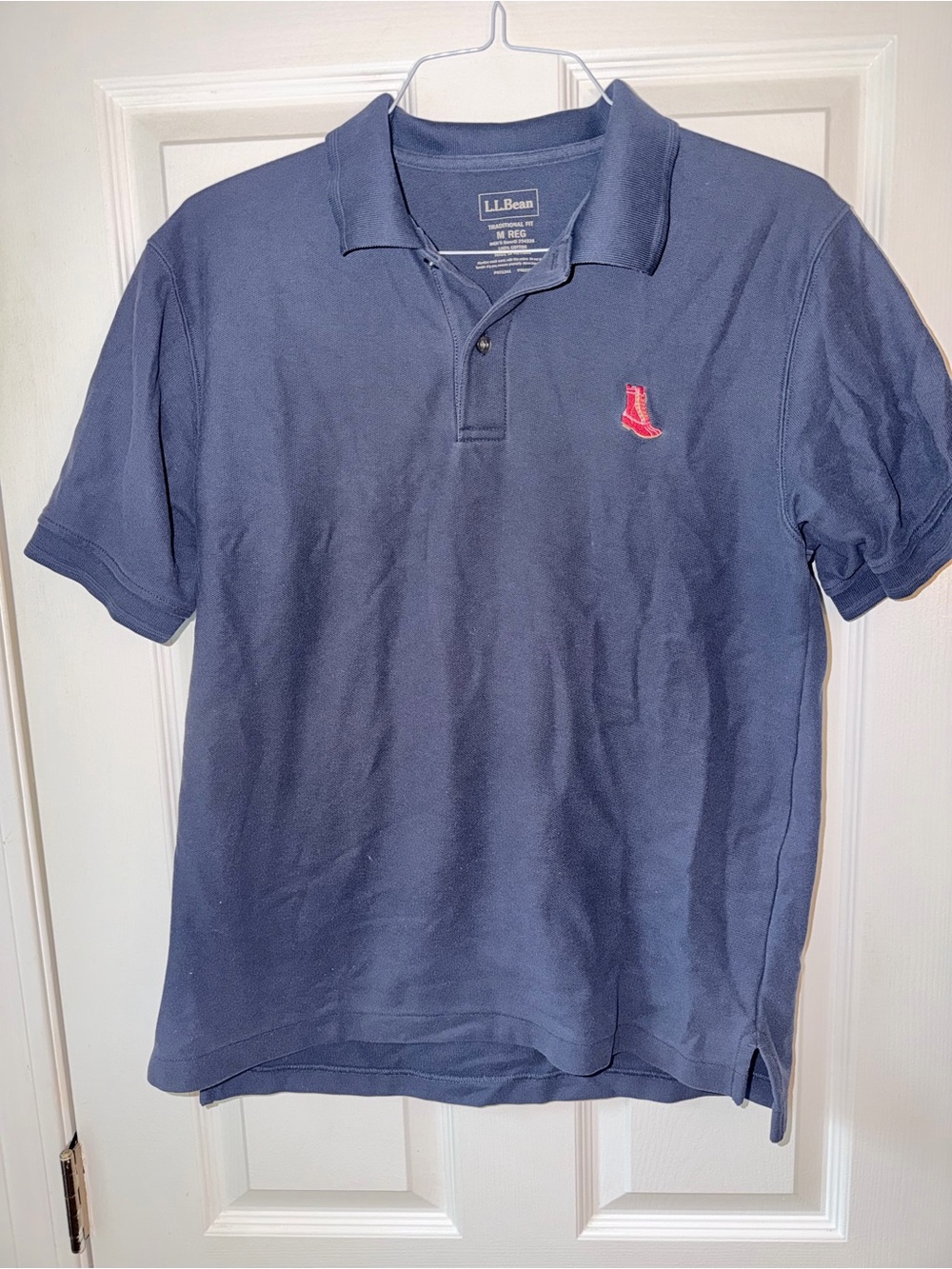 L.L. Bean Men’s Navy Polo Shirt with Red Boot Logo M